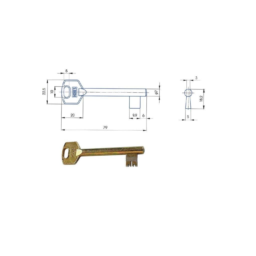 Odlitek klíče HOBES k zámku 02-03 výkovek-polotovar